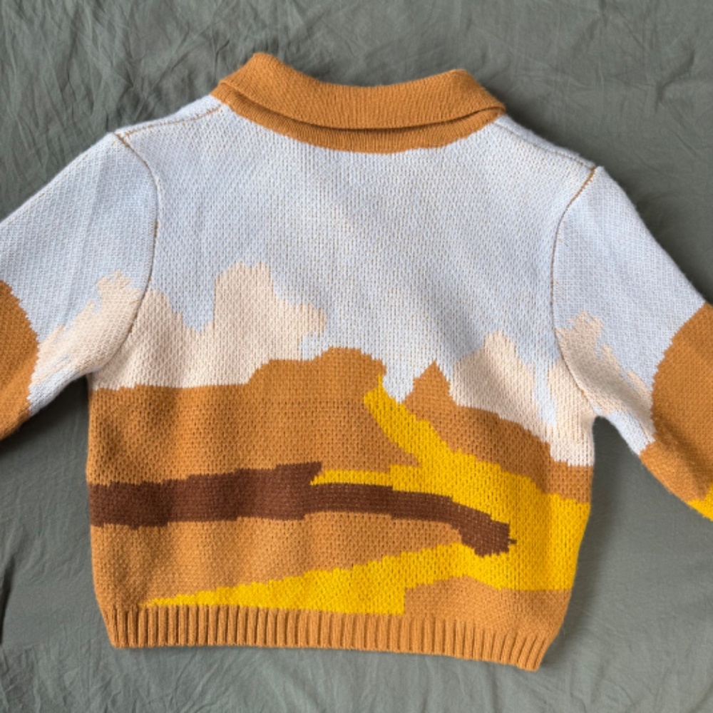 Color Block Ribbed Knit Cardigan Button Down - Picture 5 of 6